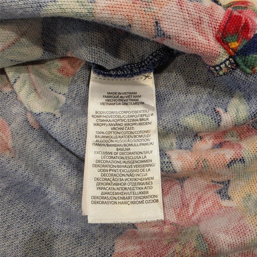 Polo Ralph Lauren Mens Polo Shirt Navy Blue Floral Tropical Print Medium - Picture 4 of 7